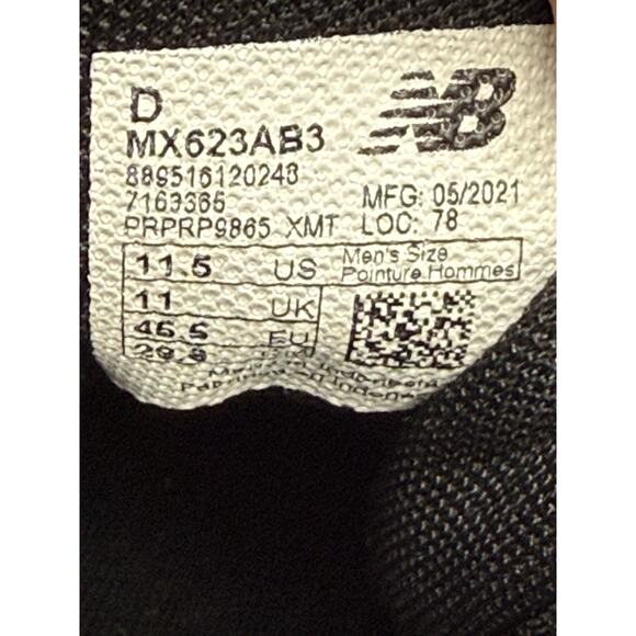 New Balance 623 Triple Black Casual Trainers Sneakers MX623AB3 Men\'s Sz 11.5 D main image 7
